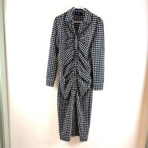 Rachel Comey Mossett Dress Midi Dress Gingham Plaid White Black Womens Size 6